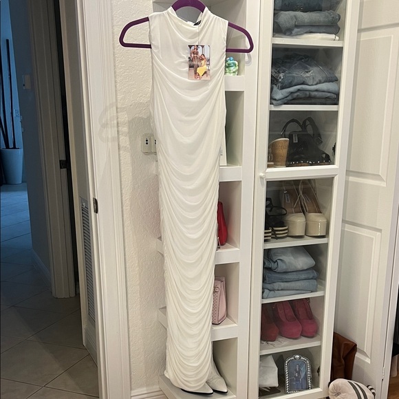 Naked Wardrobe White Draped/Ruched Dress - Picture 1 of 4